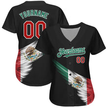 Загрузить изображение в средство просмотра галереи, Custom Black Red-Kelly Green 3D The Abstract Wing With Mexican Flag Authentic Baseball Jersey
