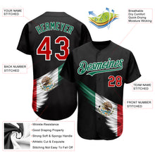 Загрузить изображение в средство просмотра галереи, Custom Black Red-Kelly Green 3D The Abstract Wing With Mexican Flag Authentic Baseball Jersey