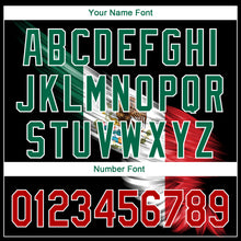 Загрузить изображение в средство просмотра галереи, Custom Black Red-Kelly Green 3D The Abstract Wing With Mexican Flag Authentic Baseball Jersey