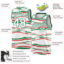 Load image into Gallery viewer, Custom White Kelly Green-Red 3D Mexican Flag Authentic Basketball Jersey