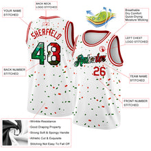 Laden Sie das Bild in den Galerie-Viewer, Custom White Mexican Flag Red-Kelly Green-Black 3D Authentic Basketball Jersey