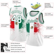 Laden Sie das Bild in den Galerie-Viewer, Custom White Kelly Green-Red 3D Mexican Flag Authentic Basketball Jersey