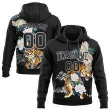 Load image into Gallery viewer, Custom Stitched Black Gray 3D Pattern Design Crane And Tiger Sports Pullover Sweatshirt Hoodie