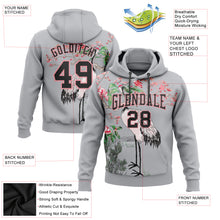 Laden Sie das Bild in den Galerie-Viewer, Custom Stitched Gray Black-Medium Pink 3D Pattern Design Heron And Flower Sports Pullover Sweatshirt Hoodie