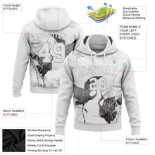 Load image into Gallery viewer, Custom Stitched White Gray 3D Pattern Design Heron Sports Pullover Sweatshirt Hoodie