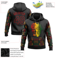 Load image into Gallery viewer, Custom Stitched Black Red 3D Pattern Design Black History Month Africa Safari Sports Pullover Sweatshirt Hoodie