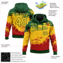 Загрузить изображение в средство просмотра галереи, Custom Stitched Green Yellow-Red 3D Pattern Design Black History Month Sports Pullover Sweatshirt Hoodie