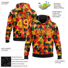 Load image into Gallery viewer, Custom Stitched Black Yellow-Red 3D Pattern Design Black History Month Sports Pullover Sweatshirt Hoodie