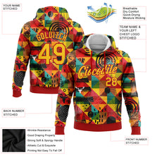 Загрузить изображение в средство просмотра галереи, Custom Stitched Red Yellow 3D Pattern Design Black History Month Sports Pullover Sweatshirt Hoodie