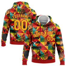 Загрузить изображение в средство просмотра галереи, Custom Stitched Red Yellow 3D Pattern Design Black History Month Sports Pullover Sweatshirt Hoodie