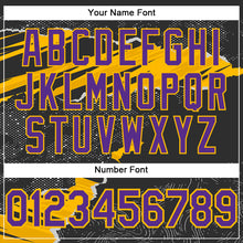 Load image into Gallery viewer, Custom Stitched Black Purple-Gold 3D Pattern Design Torn Paper Style Sports Pullover Sweatshirt Hoodie