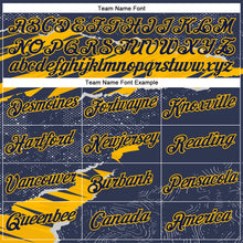 Charger l'image dans la galerie, Custom Stitched Navy Gold 3D Pattern Design Torn Paper Style Sports Pullover Sweatshirt Hoodie