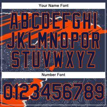 Загрузить изображение в средство просмотра галереи, Custom Stitched Navy Orange 3D Pattern Design Torn Paper Style Sports Pullover Sweatshirt Hoodie