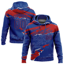 Загрузить изображение в средство просмотра галереи, Custom Stitched Royal Red 3D Pattern Design Torn Paper Style Sports Pullover Sweatshirt Hoodie