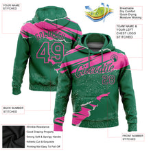 Загрузить изображение в средство просмотра галереи, Custom Stitched Kelly Green Pink 3D Pattern Design Torn Paper Style Sports Pullover Sweatshirt Hoodie