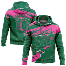 Загрузить изображение в средство просмотра галереи, Custom Stitched Kelly Green Pink 3D Pattern Design Torn Paper Style Sports Pullover Sweatshirt Hoodie