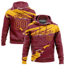 Загрузить изображение в средство просмотра галереи, Custom Stitched Crimson Gold 3D Pattern Design Torn Paper Style Sports Pullover Sweatshirt Hoodie