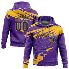 Загрузить изображение в средство просмотра галереи, Custom Stitched Purple Black-Gold 3D Pattern Design Torn Paper Style Sports Pullover Sweatshirt Hoodie