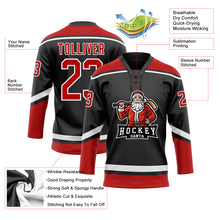 Charger l'image dans la galerie, Custom Black Red-White Christmas Santa Claus 3D Hockey Lace Neck Jersey