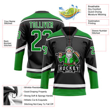 Charger l'image dans la galerie, Custom Black Grass Green-White Christmas Santa Claus 3D Hockey Lace Neck Jersey