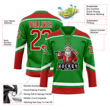 Charger l'image dans la galerie, Custom Grass Green Red-White Christmas Santa Claus 3D Hockey Lace Neck Jersey