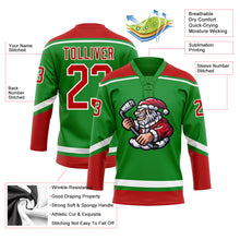 Charger l'image dans la galerie, Custom Grass Green Red-White Christmas Santa Claus 3D Hockey Lace Neck Jersey