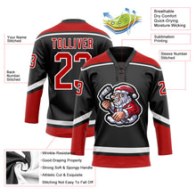 Charger l'image dans la galerie, Custom Black Red-White Christmas Santa Claus 3D Hockey Lace Neck Jersey