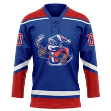Charger l'image dans la galerie, Custom Royal Red-White Christmas Santa Claus 3D Hockey Lace Neck Jersey