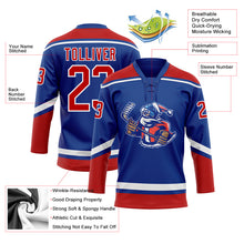 Charger l'image dans la galerie, Custom Royal Red-White Christmas Santa Claus 3D Hockey Lace Neck Jersey