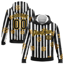 Charger l'image dans la galerie, Custom Stitched Black Gold-White Christmas Gold Snowflakes 3D Sports Pullover Sweatshirt Hoodie