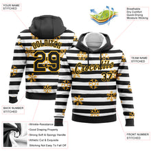 Загрузить изображение в средство просмотра галереи, Custom Stitched Black Gold-White Christmas Gold Snowflakes 3D Sports Pullover Sweatshirt Hoodie