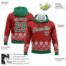 Загрузить изображение в средство просмотра галереи, Custom Stitched Red Kelly Green-White Christmas Snowflakes 3D Sports Pullover Sweatshirt Hoodie