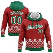 Загрузить изображение в средство просмотра галереи, Custom Stitched Red Kelly Green-White Christmas Snowflakes 3D Sports Pullover Sweatshirt Hoodie