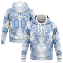 Load image into Gallery viewer, Custom Stitched Tie Dye Light Blue-White 3D Watercolor Sports Pullover Sweatshirt Hoodie
