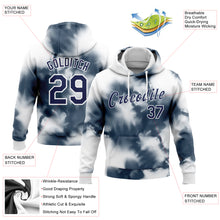 Laden Sie das Bild in den Galerie-Viewer, Custom Stitched Tie Dye Navy-White 3D Abstract Shibori Style Sports Pullover Sweatshirt Hoodie