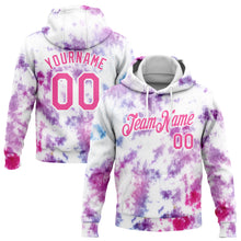Load image into Gallery viewer, Custom Stitched Tie Dye Pink-White 3D Watercolor Sports Pullover Sweatshirt Hoodie