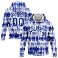 Load image into Gallery viewer, Custom Stitched Tie Dye Royal-White 3D Watercolor Sports Pullover Sweatshirt Hoodie