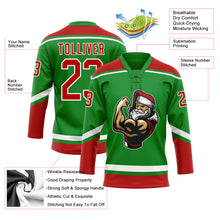 Charger l'image dans la galerie, Custom Grass Green Red-White Christmas Santa Claus 3D Hockey Lace Neck Jersey