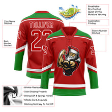 Charger l'image dans la galerie, Custom Red Grass Green-White Christmas Santa Claus 3D Hockey Lace Neck Jersey