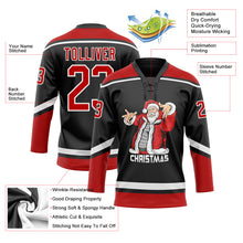 Charger l'image dans la galerie, Custom Black Red-White Christmas Santa Claus 3D Hockey Lace Neck Jersey