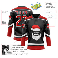 Charger l'image dans la galerie, Custom Black Red-White Christmas Santa Claus 3D Hockey Lace Neck Jersey