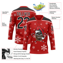 Charger l'image dans la galerie, Custom Red Black-White Christmas Dog Wearing Santa Claus Costume 3D Hockey Lace Neck Jersey