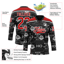 Charger l'image dans la galerie, Custom Black Red-White Christmas Santa Claus 3D Hockey Lace Neck Jersey