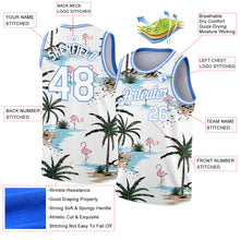 Загрузить изображение в средство просмотра галереи, Custom White Light Blue 3D Pattern Tropical Hawaii Palm Trees Authentic Basketball Jersey