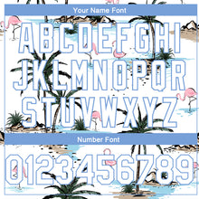 Загрузить изображение в средство просмотра галереи, Custom White Light Blue 3D Pattern Tropical Hawaii Palm Trees Authentic Basketball Jersey