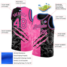 Загрузить изображение в средство просмотра галереи, Custom Graffiti Pattern Pink Black-Light Blue 3D Scratch Authentic Basketball Jersey