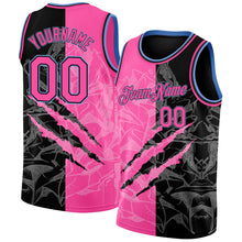 Загрузить изображение в средство просмотра галереи, Custom Graffiti Pattern Pink Black-Light Blue 3D Scratch Authentic Basketball Jersey
