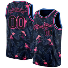 Laden Sie das Bild in den Galerie-Viewer, Custom Black Pink-Light Blue 3D Pattern Design Flamingo Authentic Basketball Jersey