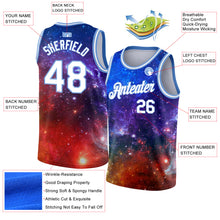 Laden Sie das Bild in den Galerie-Viewer, Custom Galactic White-Light Blue 3D Authentic Basketball Jersey