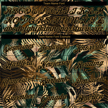 Загрузить изображение в средство просмотра галереи, Custom Black Old Gold 3D Pattern Tropical Hawaii Palm Leaves Authentic Basketball Jersey
